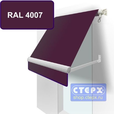 Прямая откидная маркиза с ручным приводом и тентом из однотонной ткани