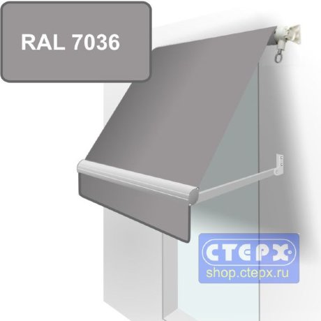 Прямая откидная маркиза с ручным приводом и тентом из однотонной ткани