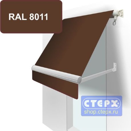 Прямая откидная маркиза с ручным приводом и тентом из однотонной ткани