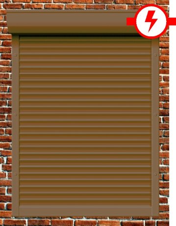 Рольставни из пенонаполненного алюминиевого профиля 45 мм с коробом 180 мм, электрическим приводом и верхним автоматическим замком