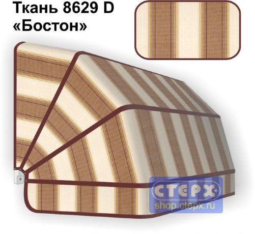 Корзинная прямоугольная маркиза с 4 лучами жесткости и тентом из ткани в многоцветную жаккардовую полоску