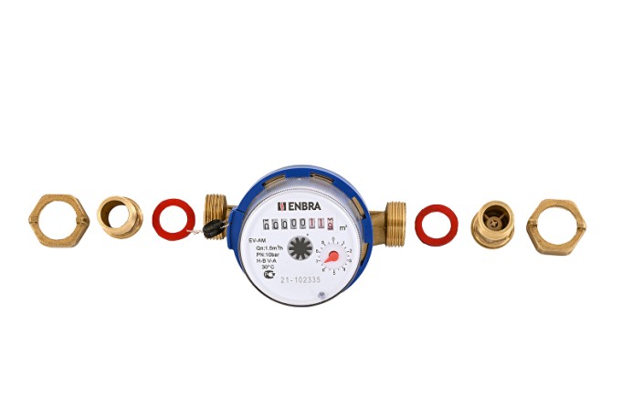 Счётчик учёта холодной воды ENBRA EV-AM L130 D20 В, со сгонами