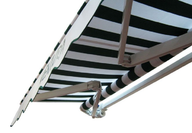 Маркиза локтевая VENTURA NEW, локти 1,5 метра, электропривод, тент из ткани в двухцветную полоску