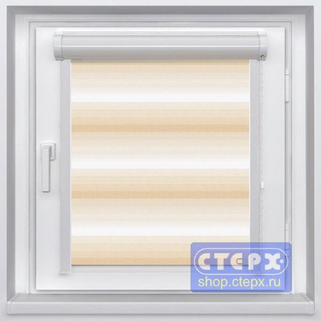 Миникассетная двойная рулонная штора с цепочным приводом «UNI - ЗЕБРА», коллекция «Степ»