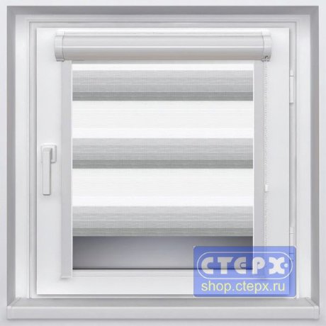 Миникассетная двойная рулонная штора с цепочным приводом «UNI - ЗЕБРА», коллекция «Степ»