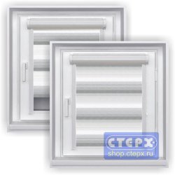 Миникассетная двойная рулонная штора с цепочным приводом «UNI - ЗЕБРА», коллекция «Степ»